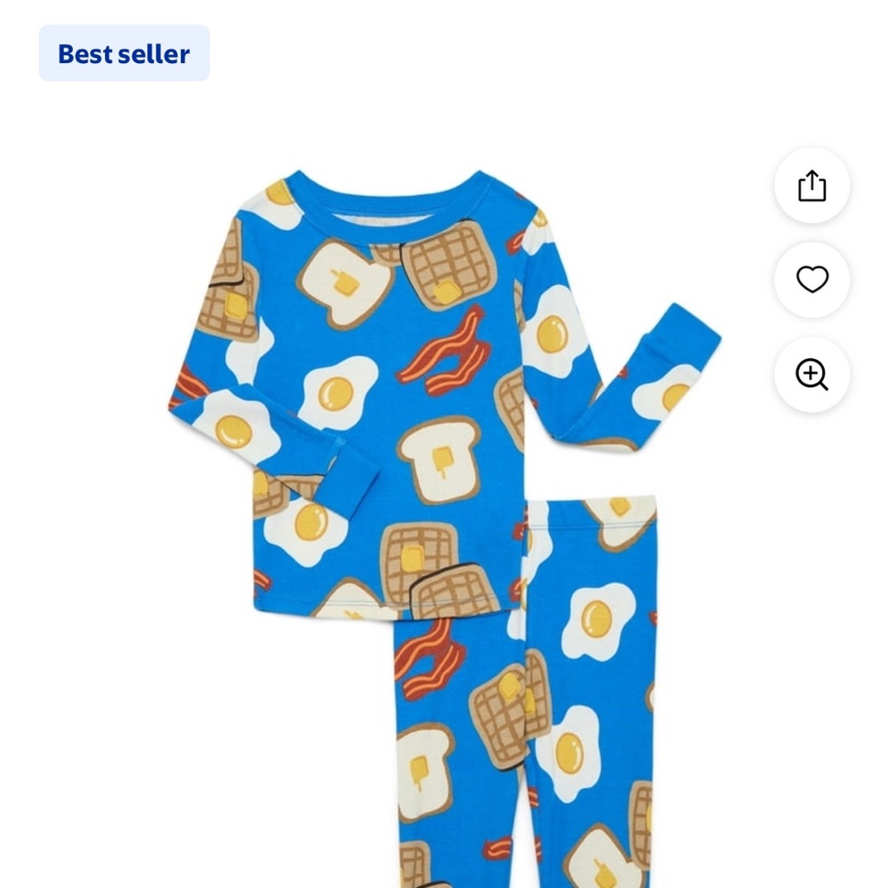 Wonder Nation Blue Pajama Set with Breakfast Motif